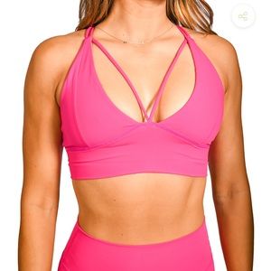 Til You Collapse hot pink goddess sports bra